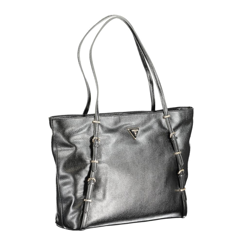 Schwarze Damen-Handtasche aus Polyurethan