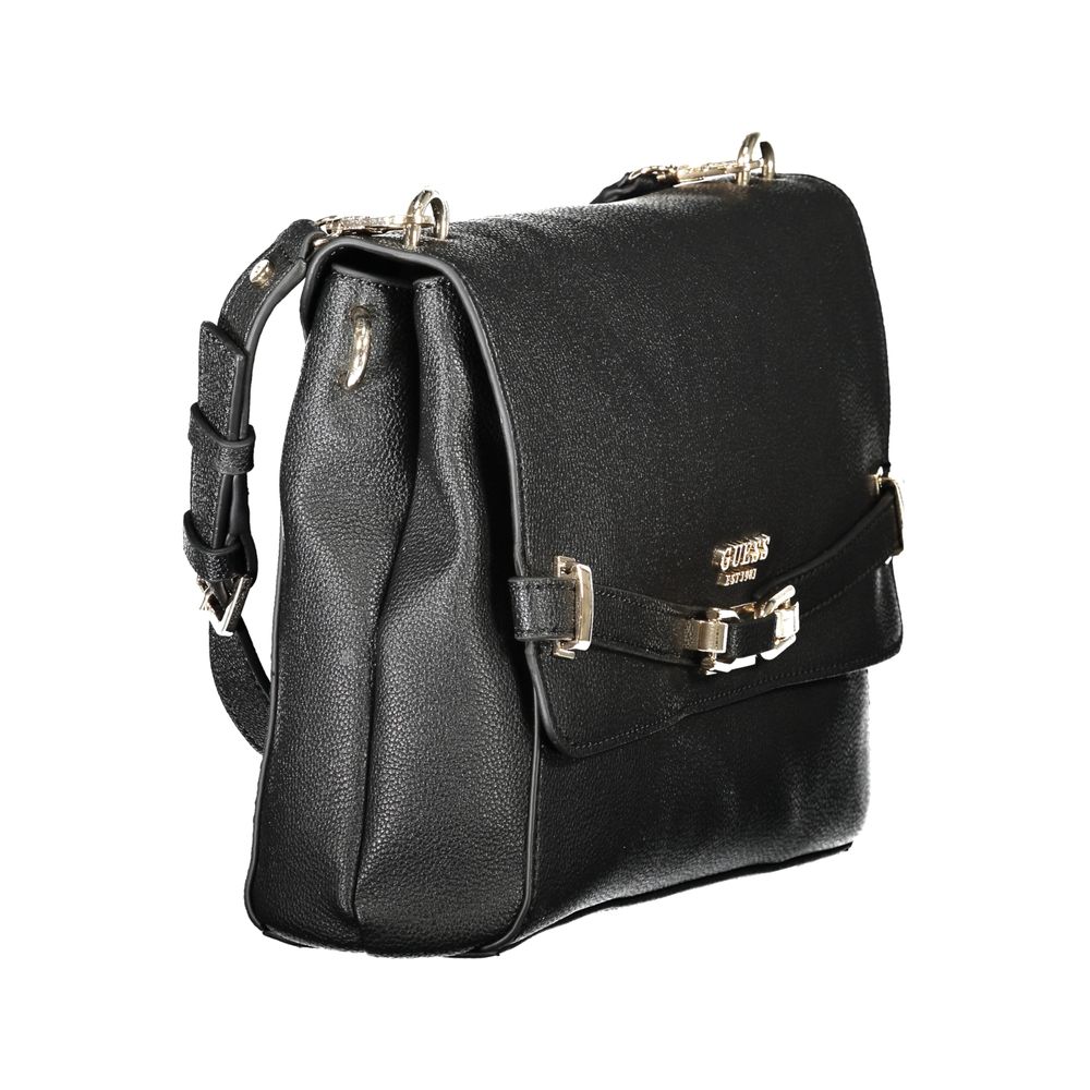 Schwarze Damen-Handtasche aus Polyurethan