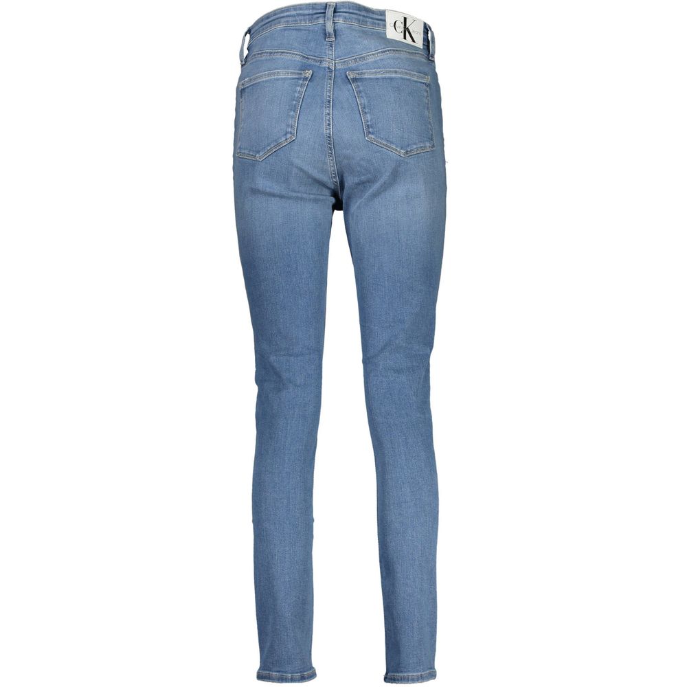 Blaue Baumwolljeans mit geradem Bein