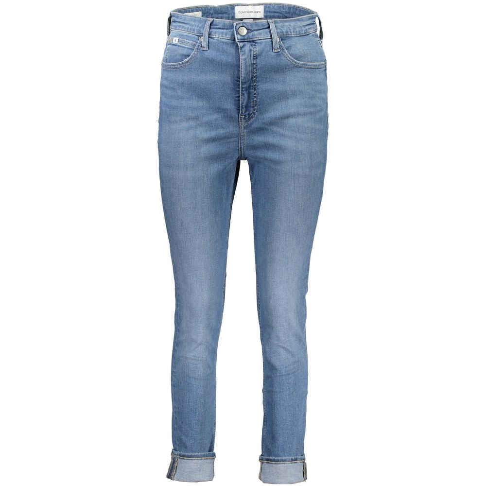 Blaue Baumwolljeans mit geradem Bein