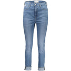 Blaue Baumwolljeans mit geradem Bein