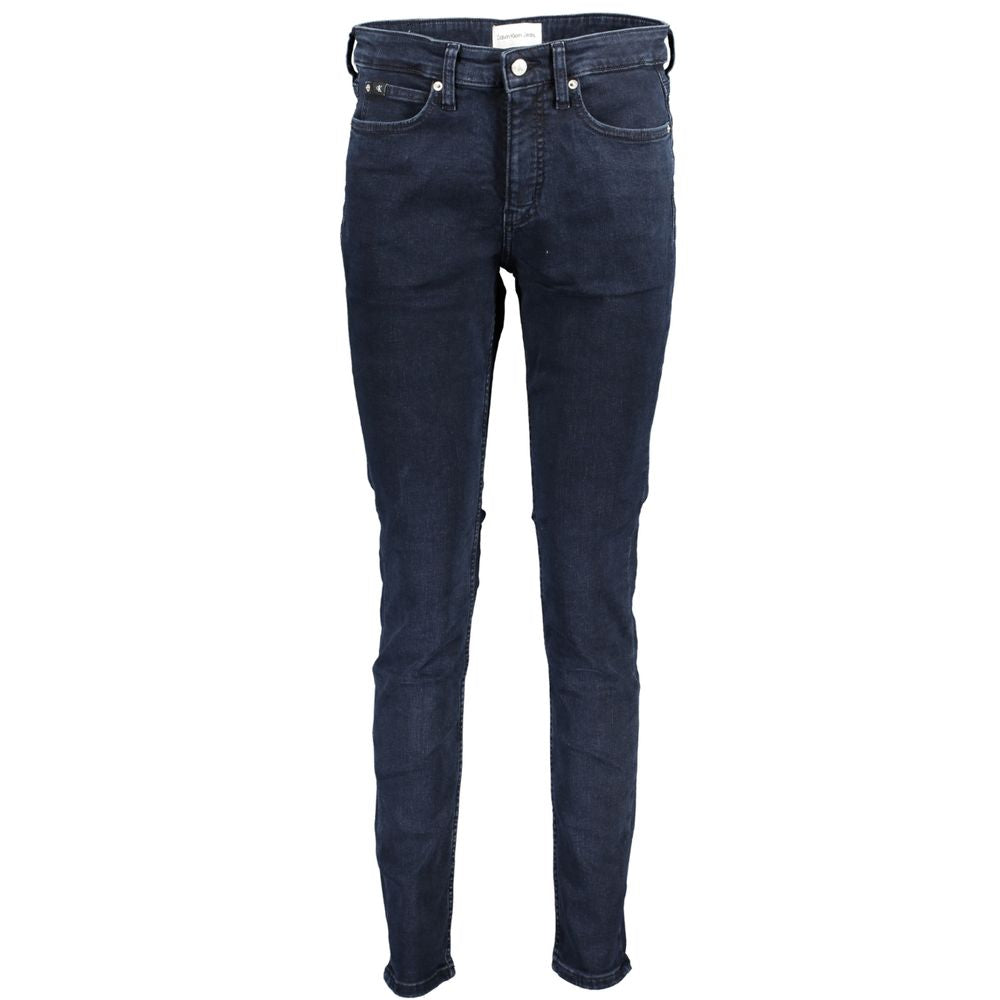 Blaue Baumwoll-Röhrenjeans für Damen