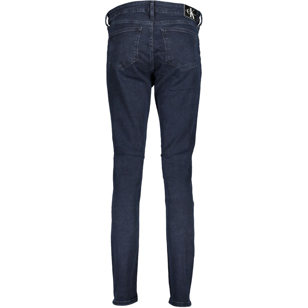 Blaue Baumwoll-Röhrenjeans für Damen