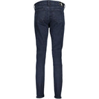 Blaue Baumwoll-Röhrenjeans für Damen