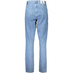 Blaue Baumwolljeans mit geradem Bein