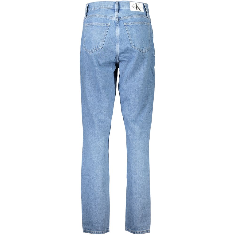 Blaue Baumwolljeans mit geradem Bein