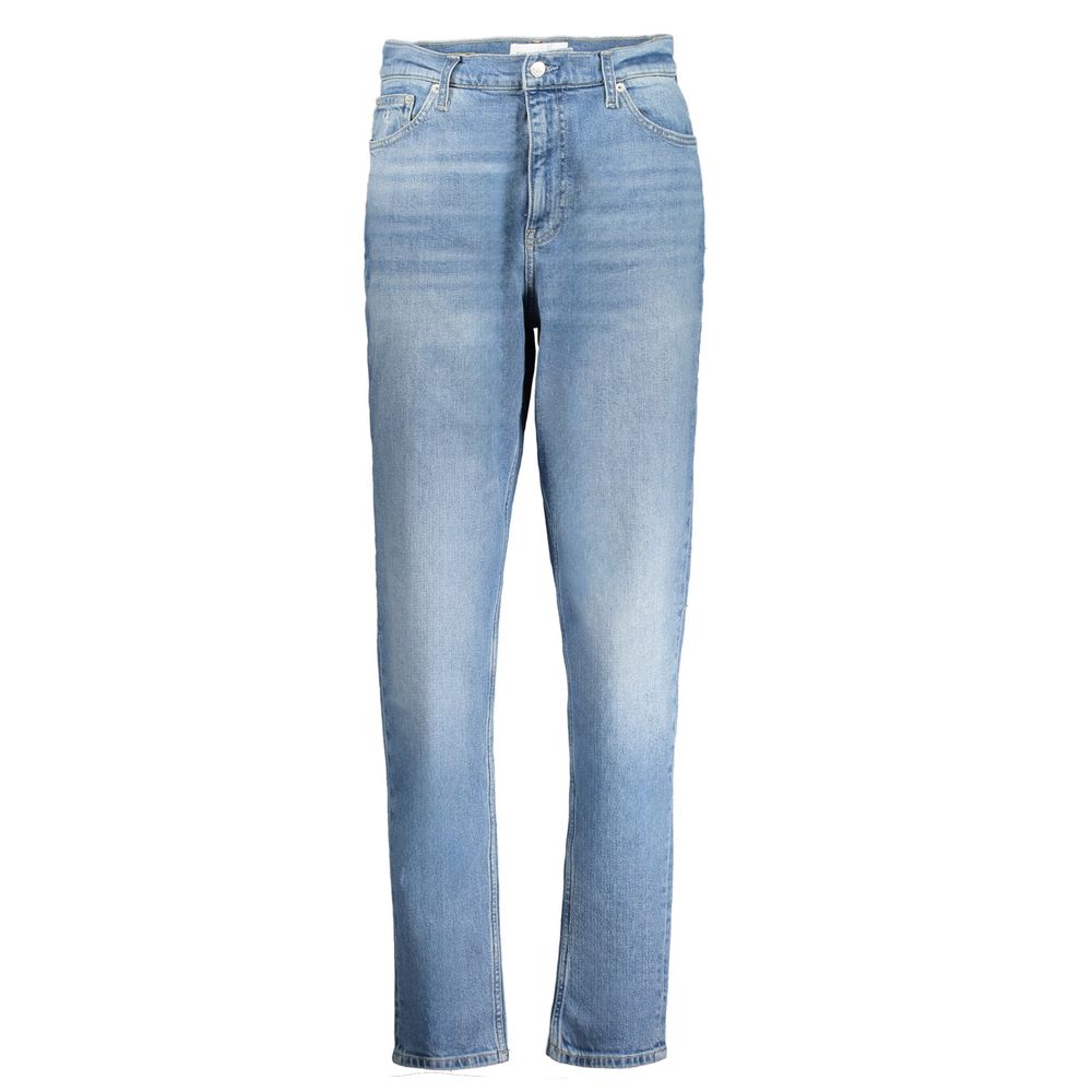 Blaue Baumwolljeans mit geradem Bein