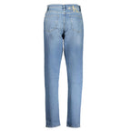 Blaue Baumwolljeans mit geradem Bein