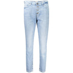 Blaue Baumwolljeans mit geradem Bein