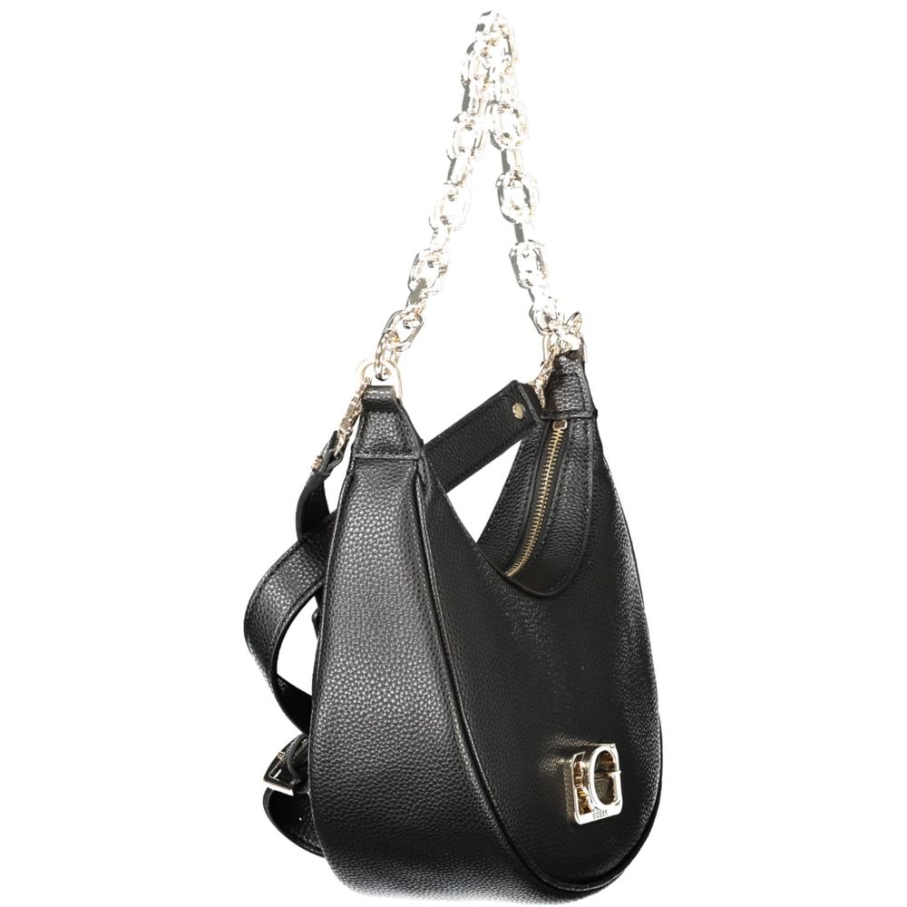 Schwarze Damen-Handtasche aus Polyurethan