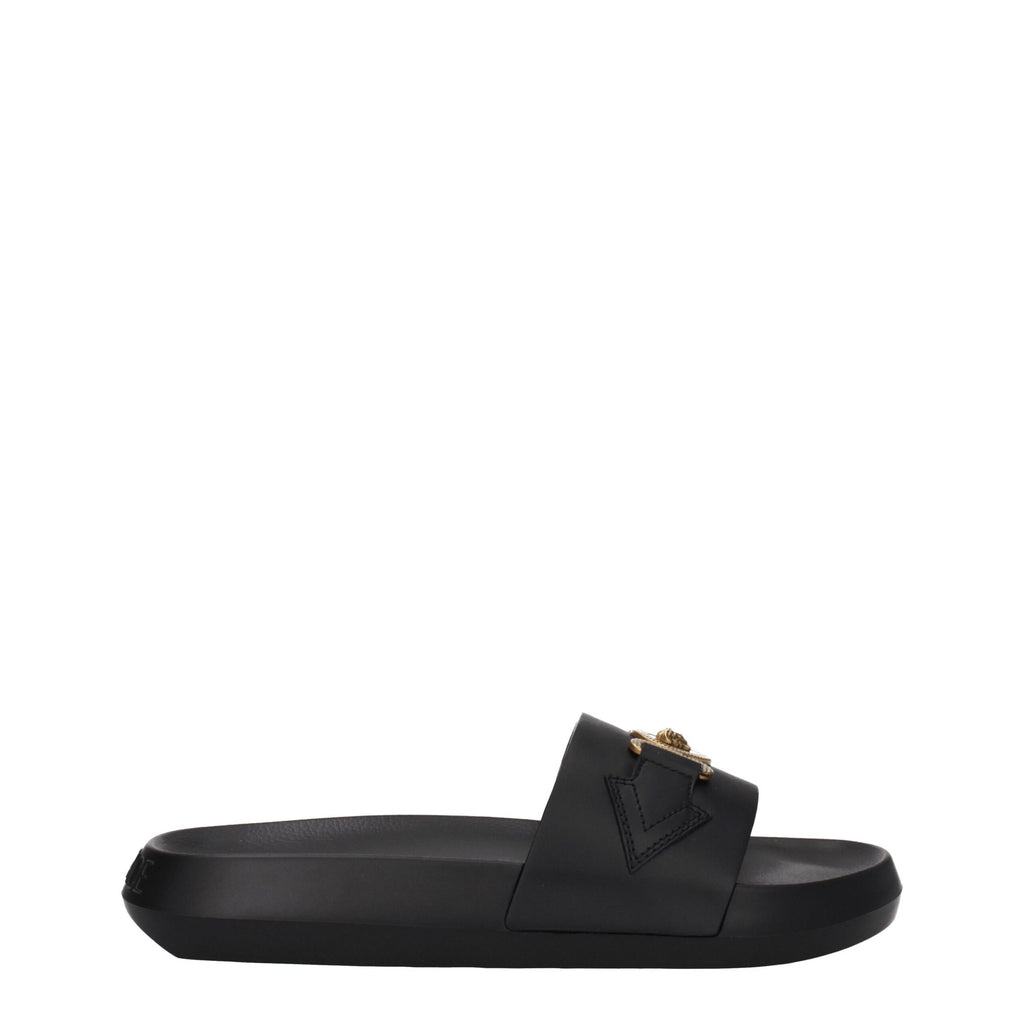 Schwarze Leder-Slipper
