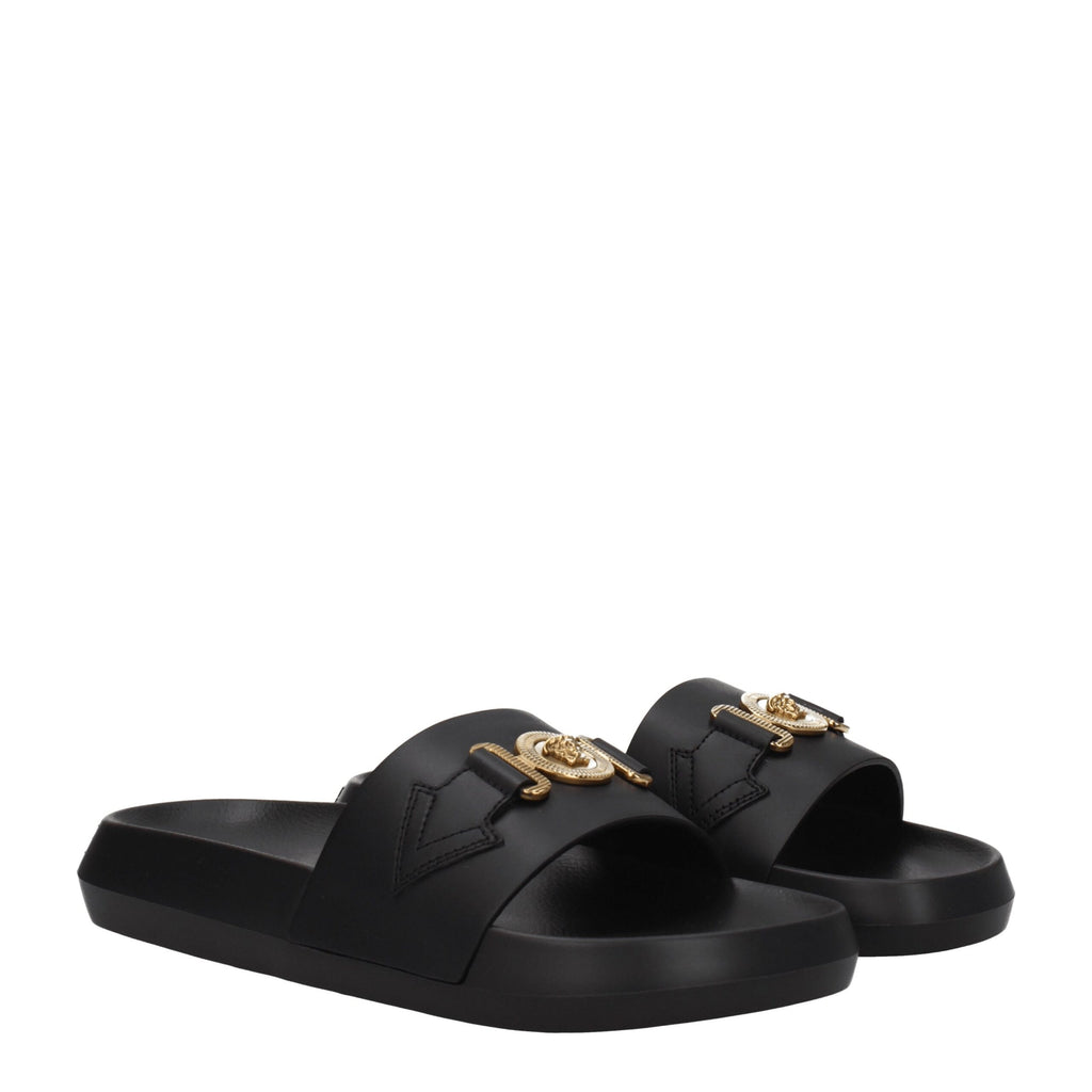 Schwarze Leder-Slipper