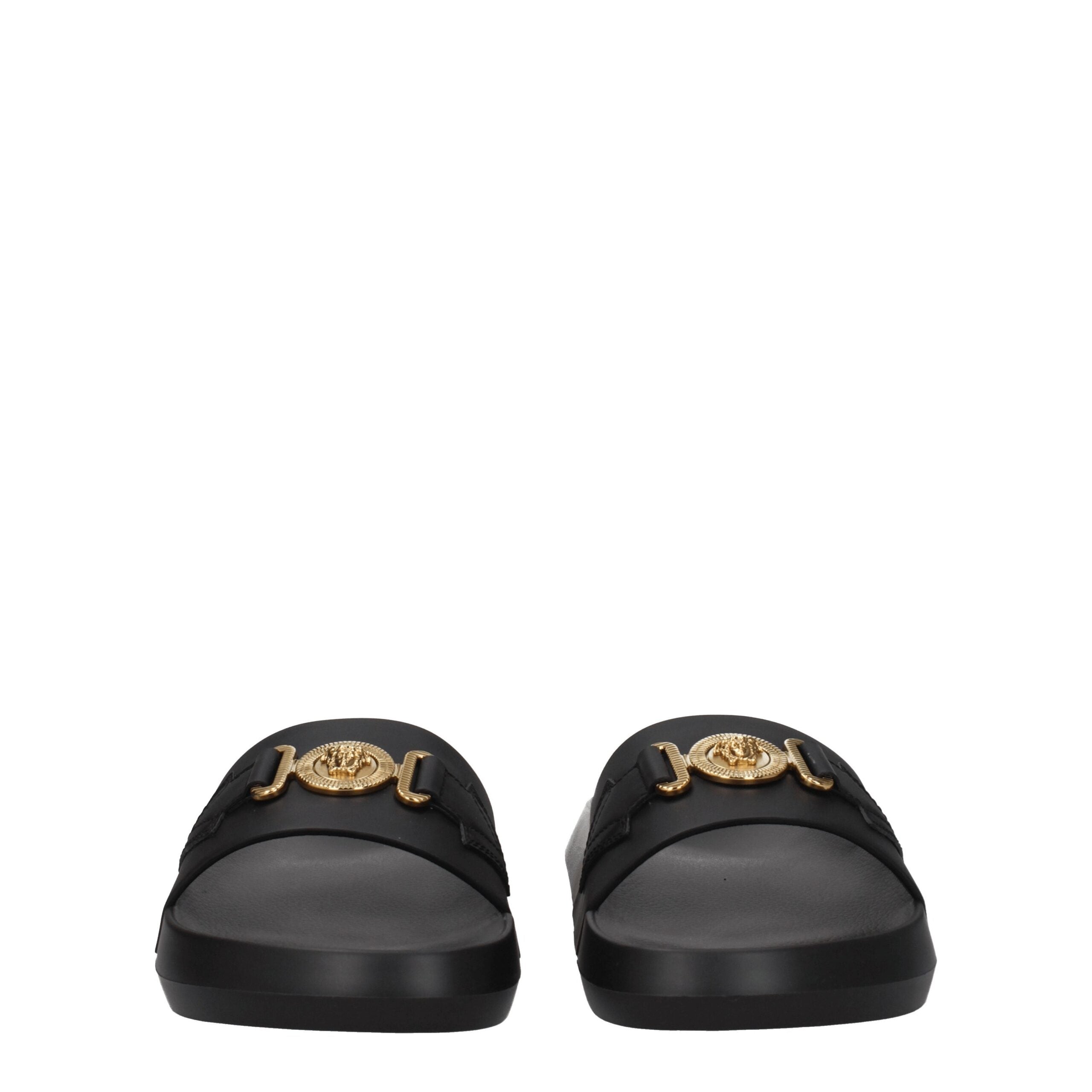 Schwarze Leder-Slipper