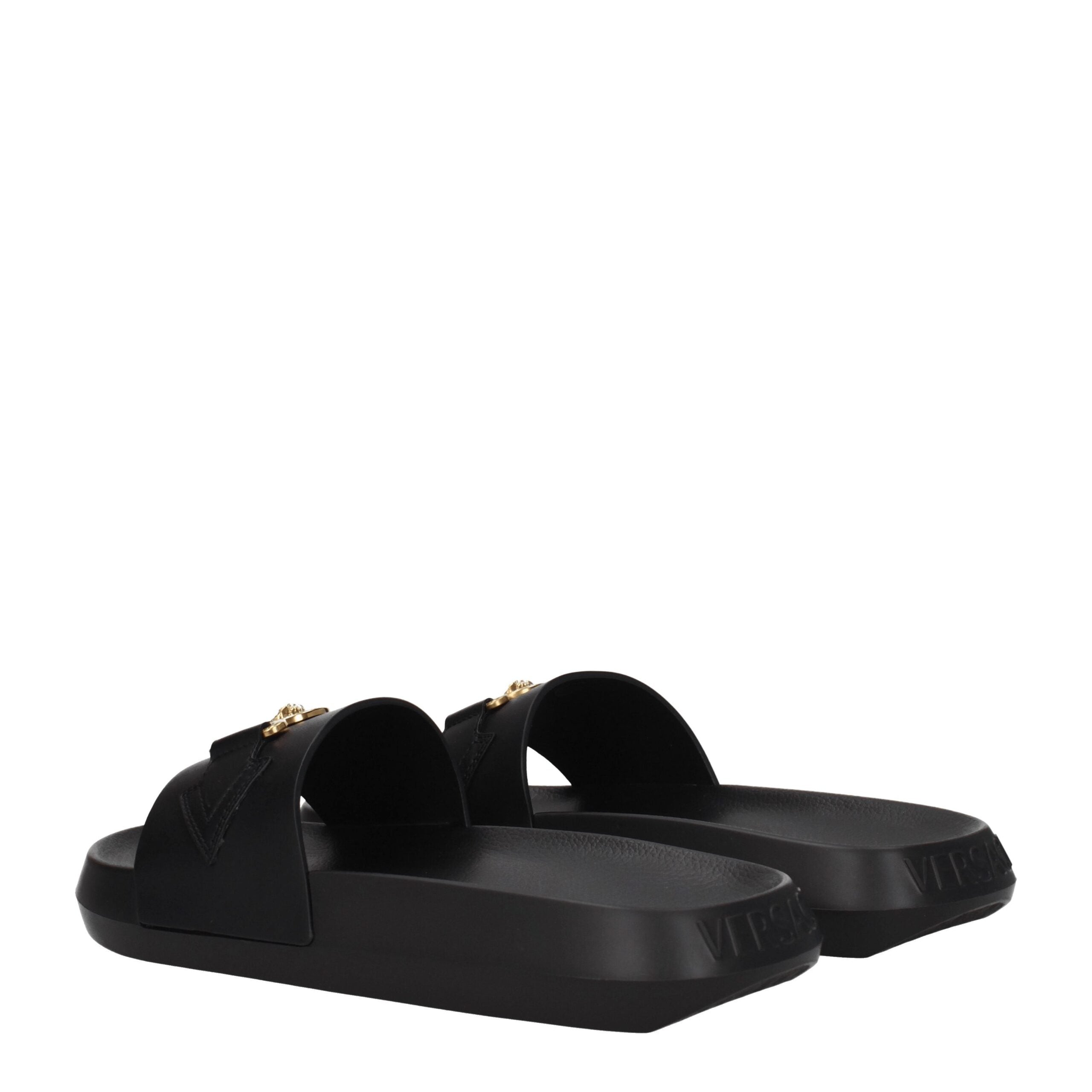 Schwarze Leder-Slipper