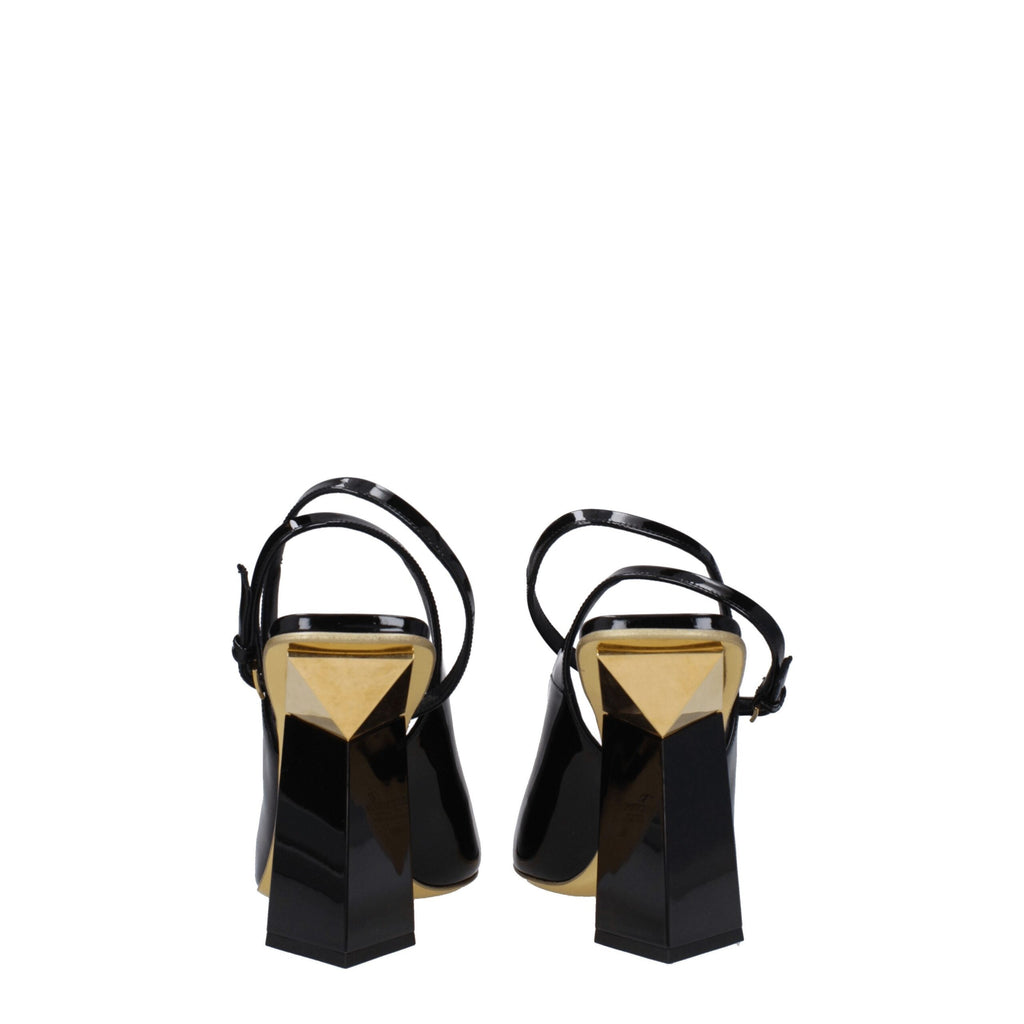 Schwarze Ledersandalen