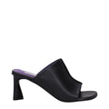 Schwarze Leder-Stiletto-Sandalen