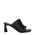 Schwarze Leder-Stiletto-Sandalen