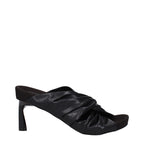 Schwarze Leder-Stiletto-Sandalen