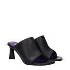 Schwarze Leder-Stiletto-Sandalen