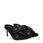 Schwarze Leder-Stiletto-Sandalen