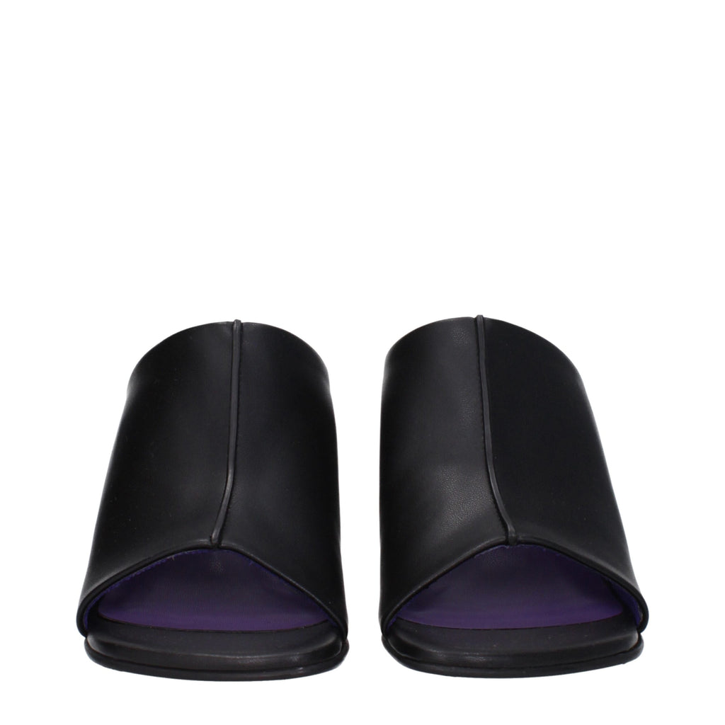 Schwarze Leder-Stiletto-Sandalen