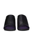 Schwarze Leder-Stiletto-Sandalen