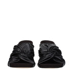 Schwarze Leder-Stiletto-Sandalen