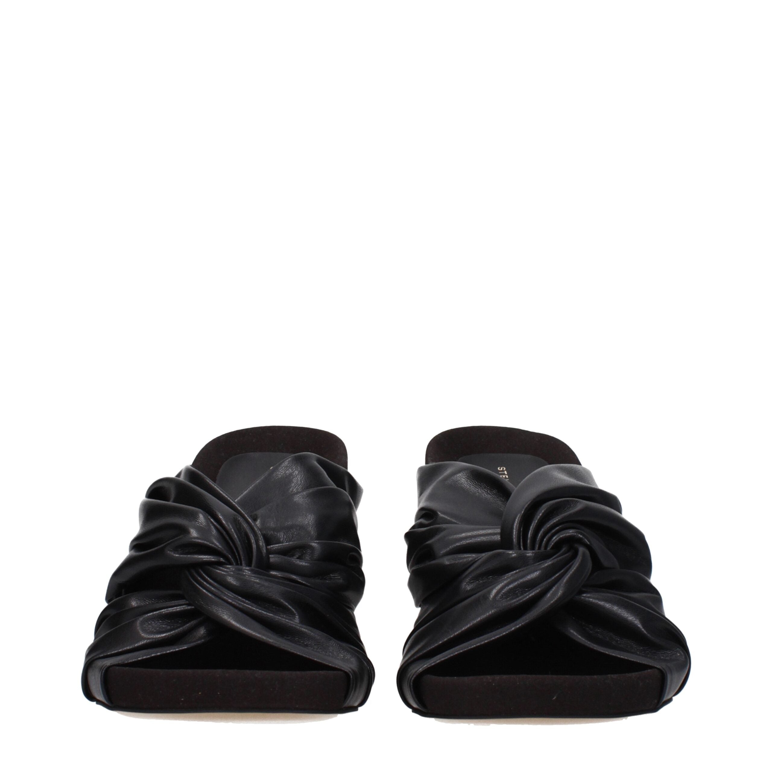 Schwarze Leder-Stiletto-Sandalen