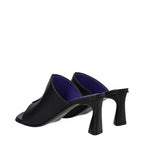 Schwarze Leder-Stiletto-Sandalen