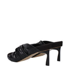 Schwarze Leder-Stiletto-Sandalen