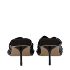 Schwarze Leder-Stiletto-Sandalen