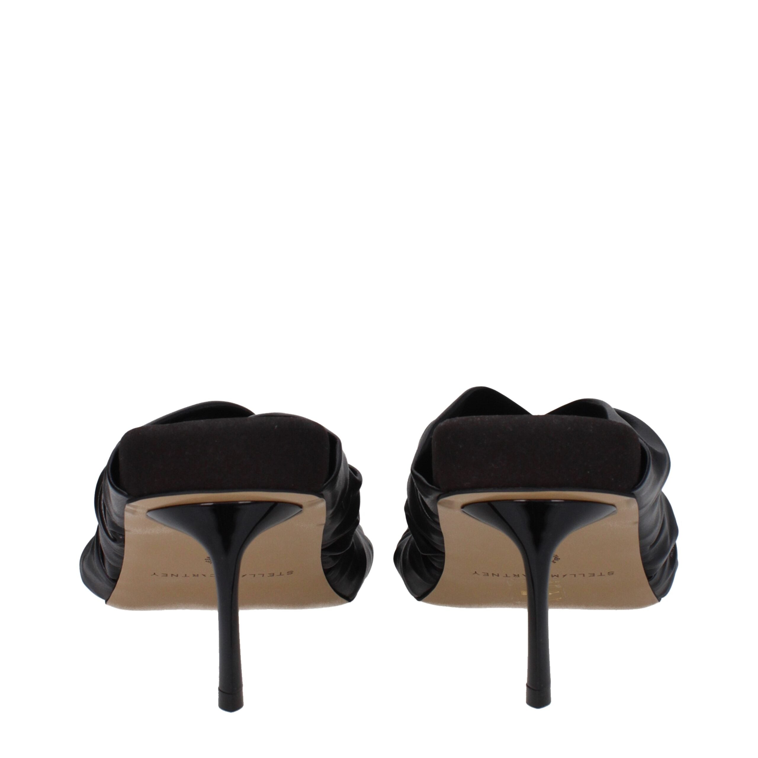 Schwarze Leder-Stiletto-Sandalen