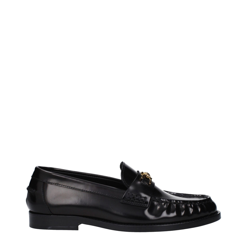 Schwarze Leder Loafer zum Hineinschlüpfen
