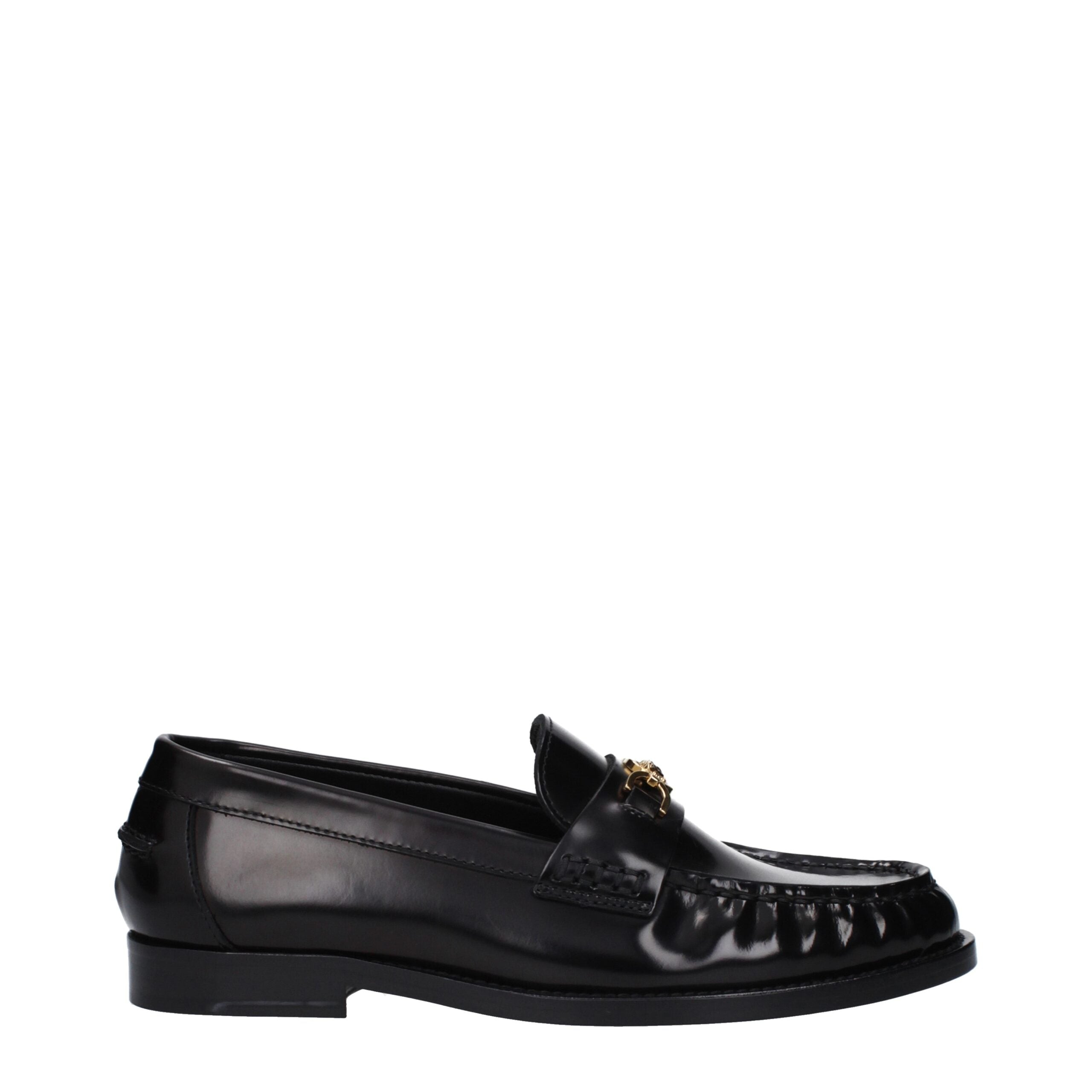 Schwarze Leder Loafer zum Hineinschlüpfen
