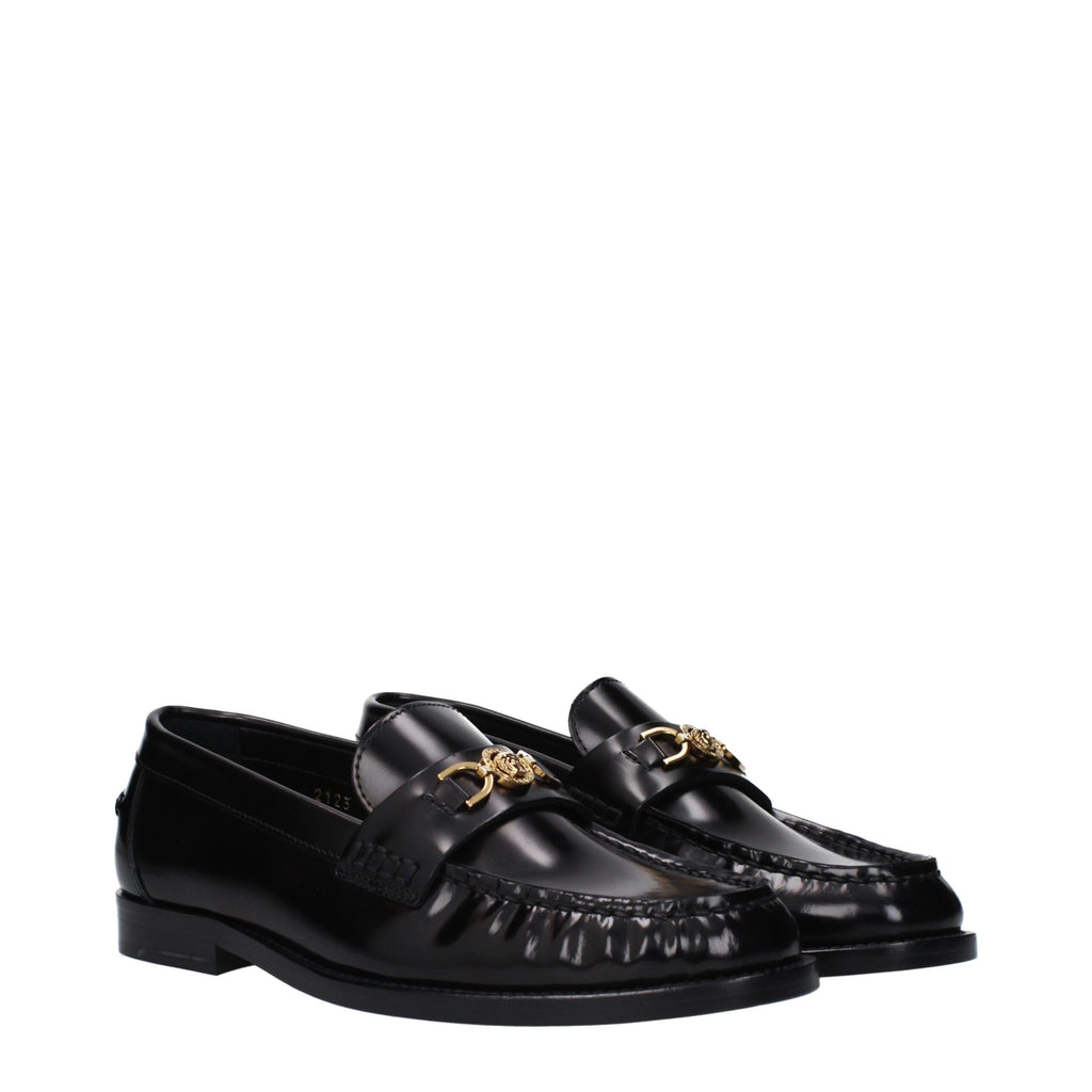 Schwarze Leder Loafer zum Hineinschlüpfen