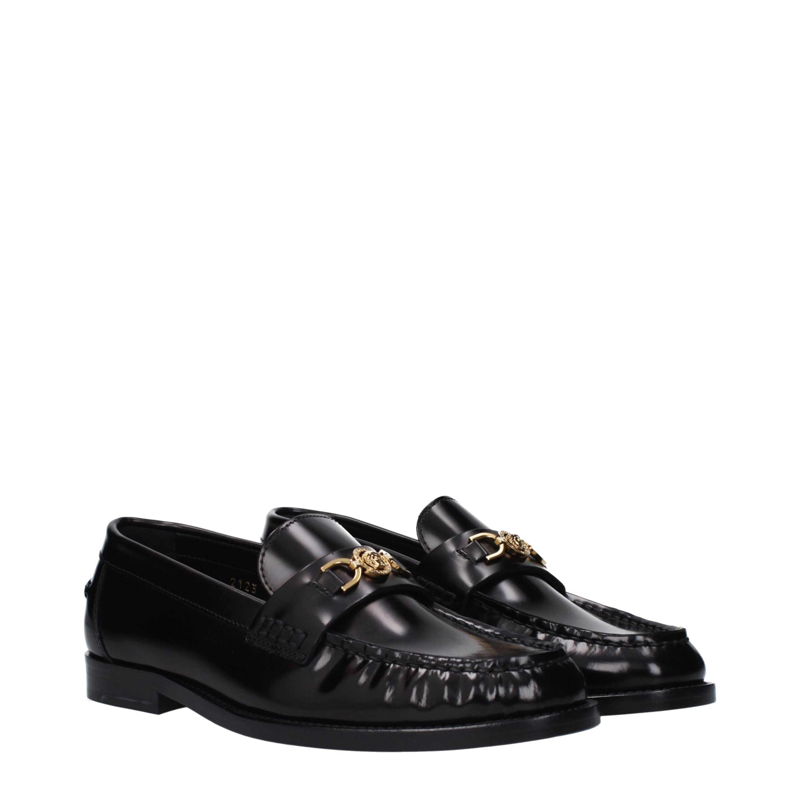 Schwarze Leder Loafer zum Hineinschlüpfen