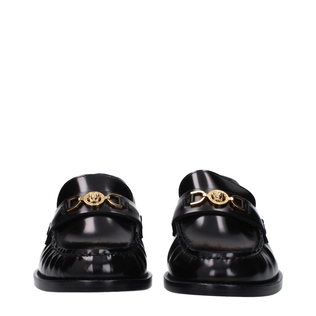 Schwarze Leder Loafer zum Hineinschlüpfen