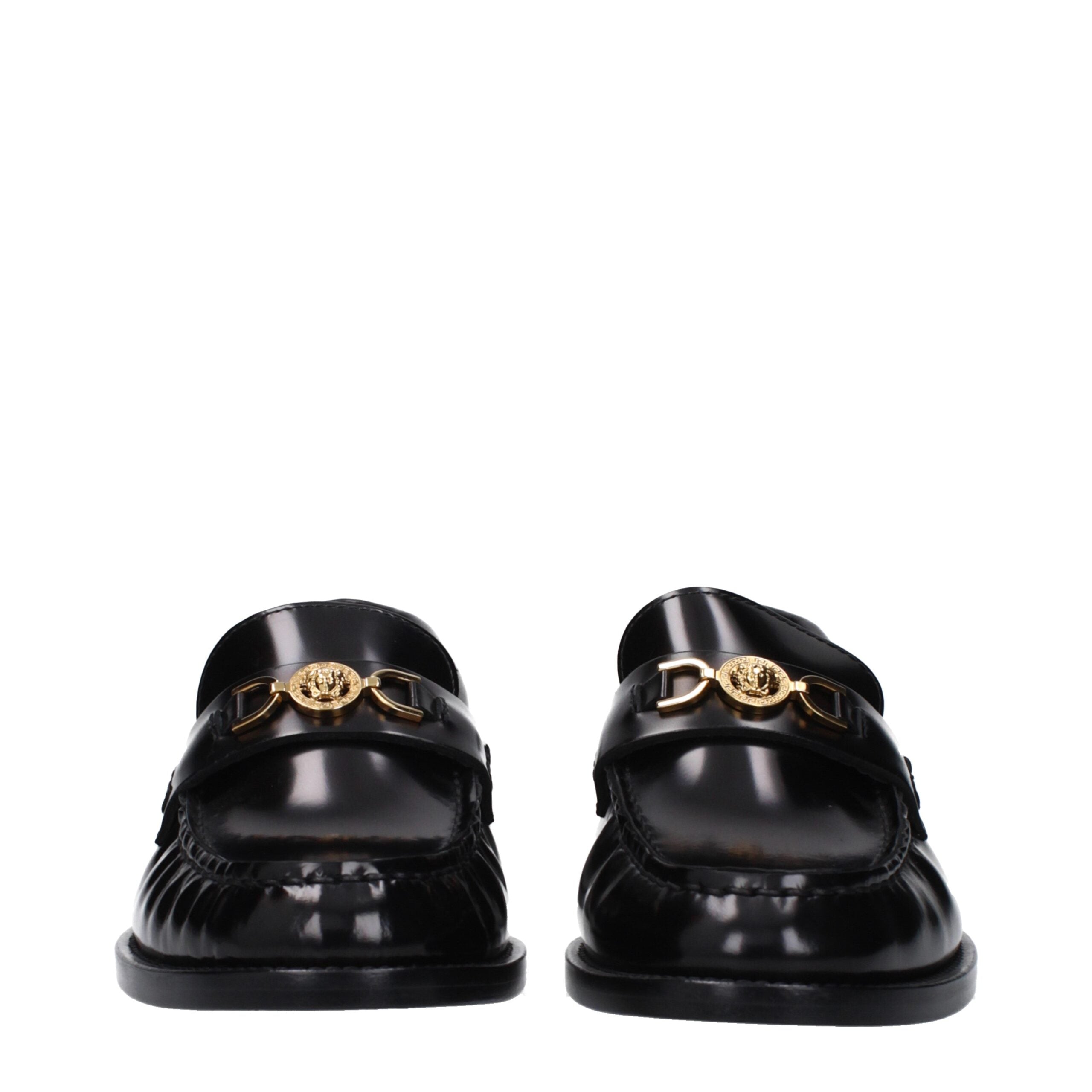 Schwarze Leder Loafer zum Hineinschlüpfen