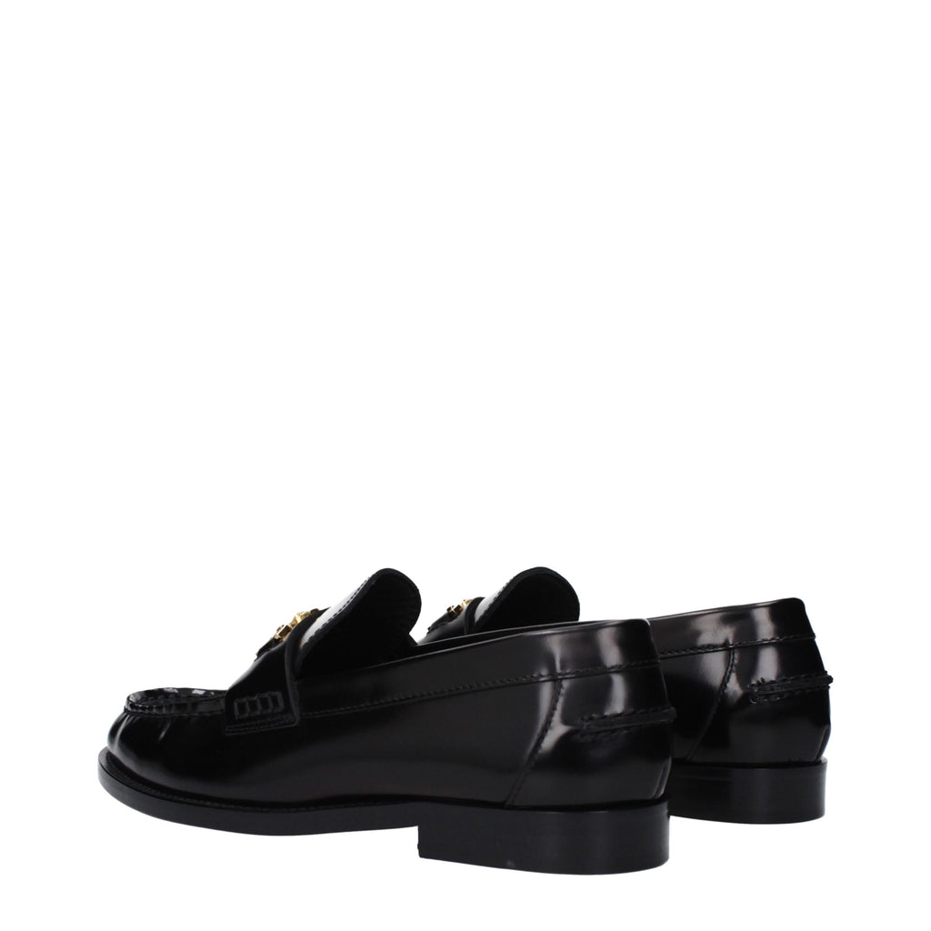 Schwarze Leder Loafer zum Hineinschlüpfen