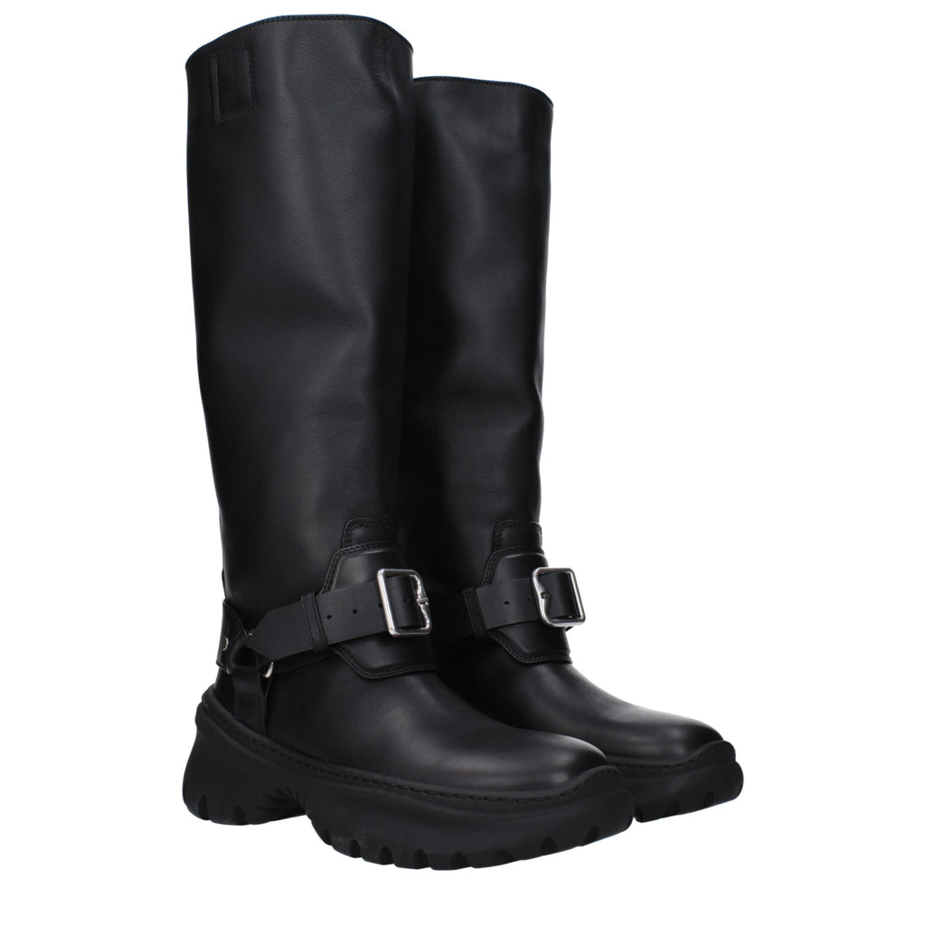 Schwarze Lederstiefel