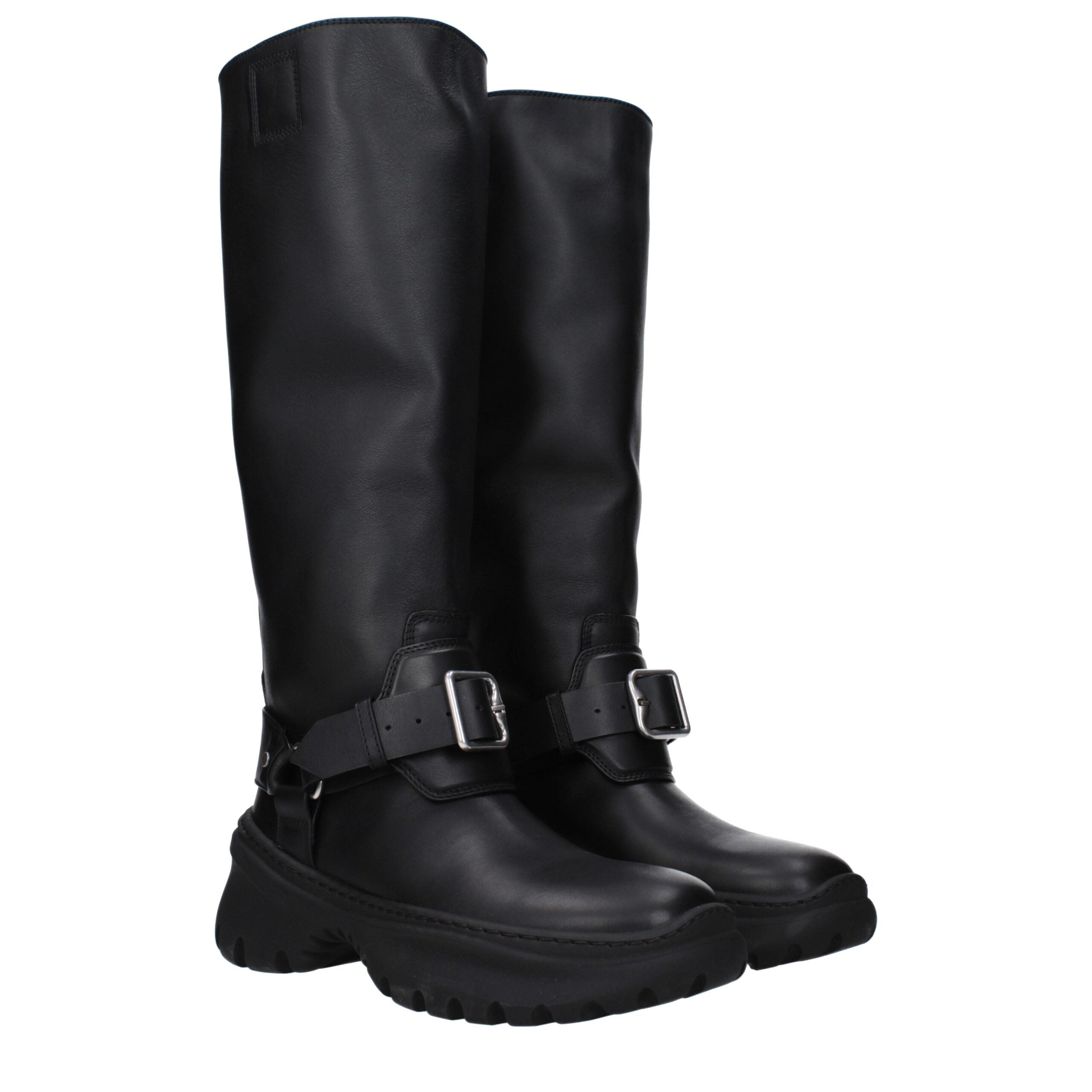 Schwarze Lederstiefel