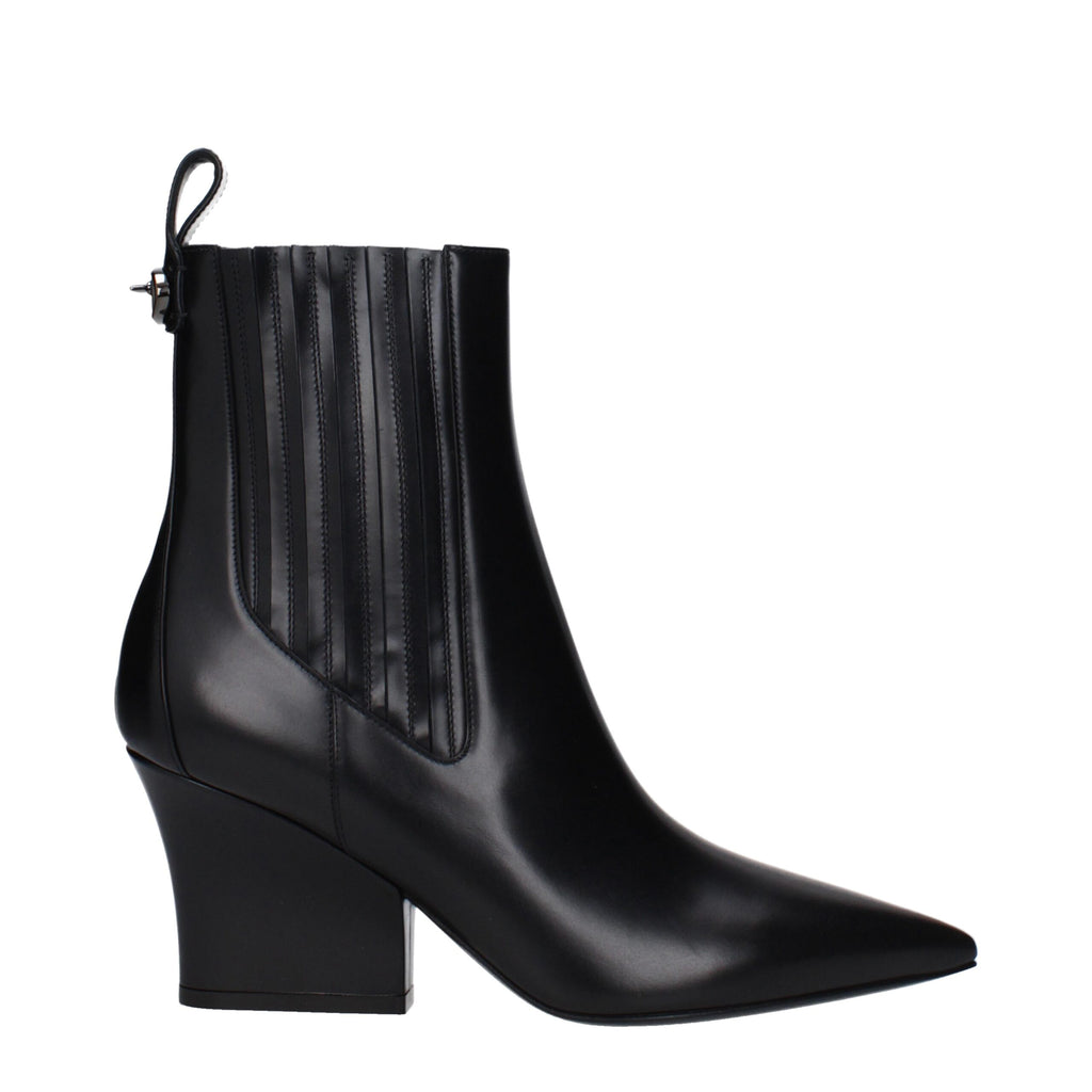 Schwarze Leder-Stiefeletten
