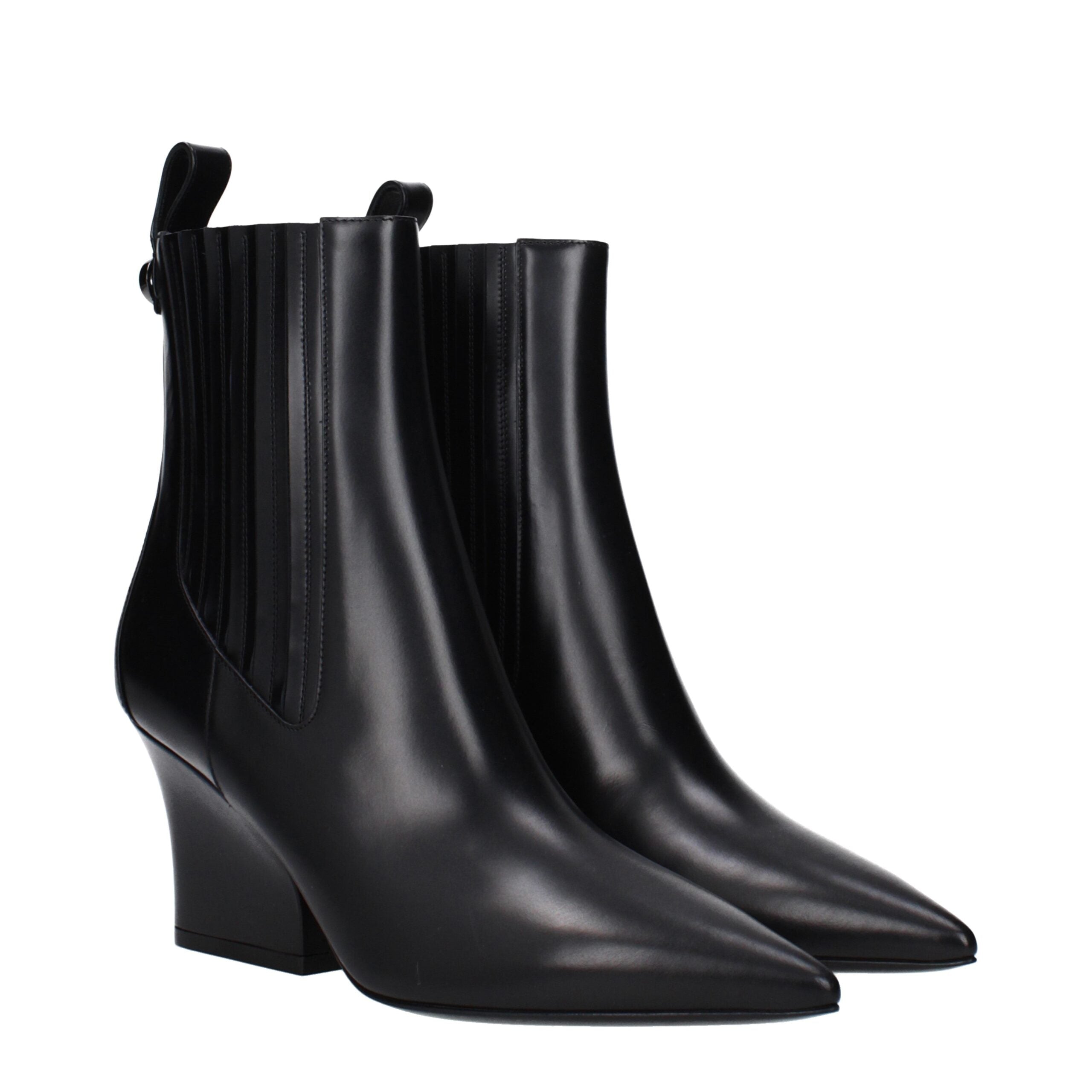 Schwarze Leder-Stiefeletten