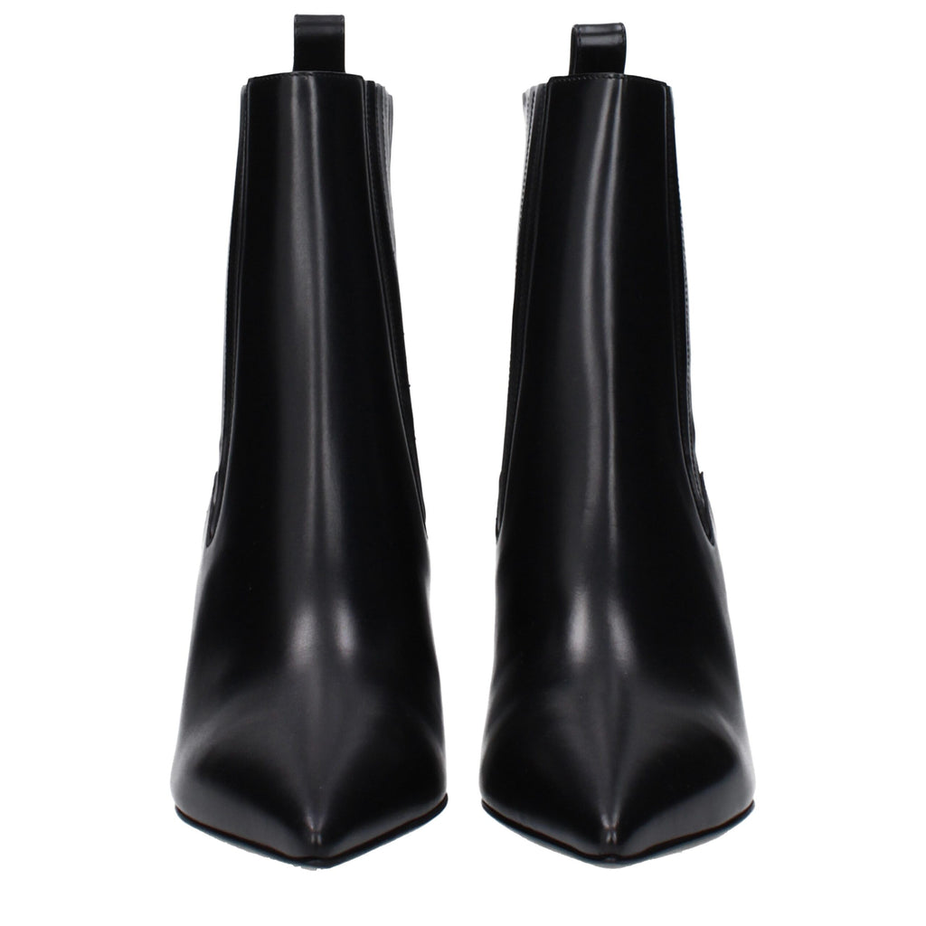 Schwarze Leder-Stiefeletten