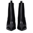 Schwarze Leder-Stiefeletten
