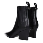Schwarze Leder-Stiefeletten