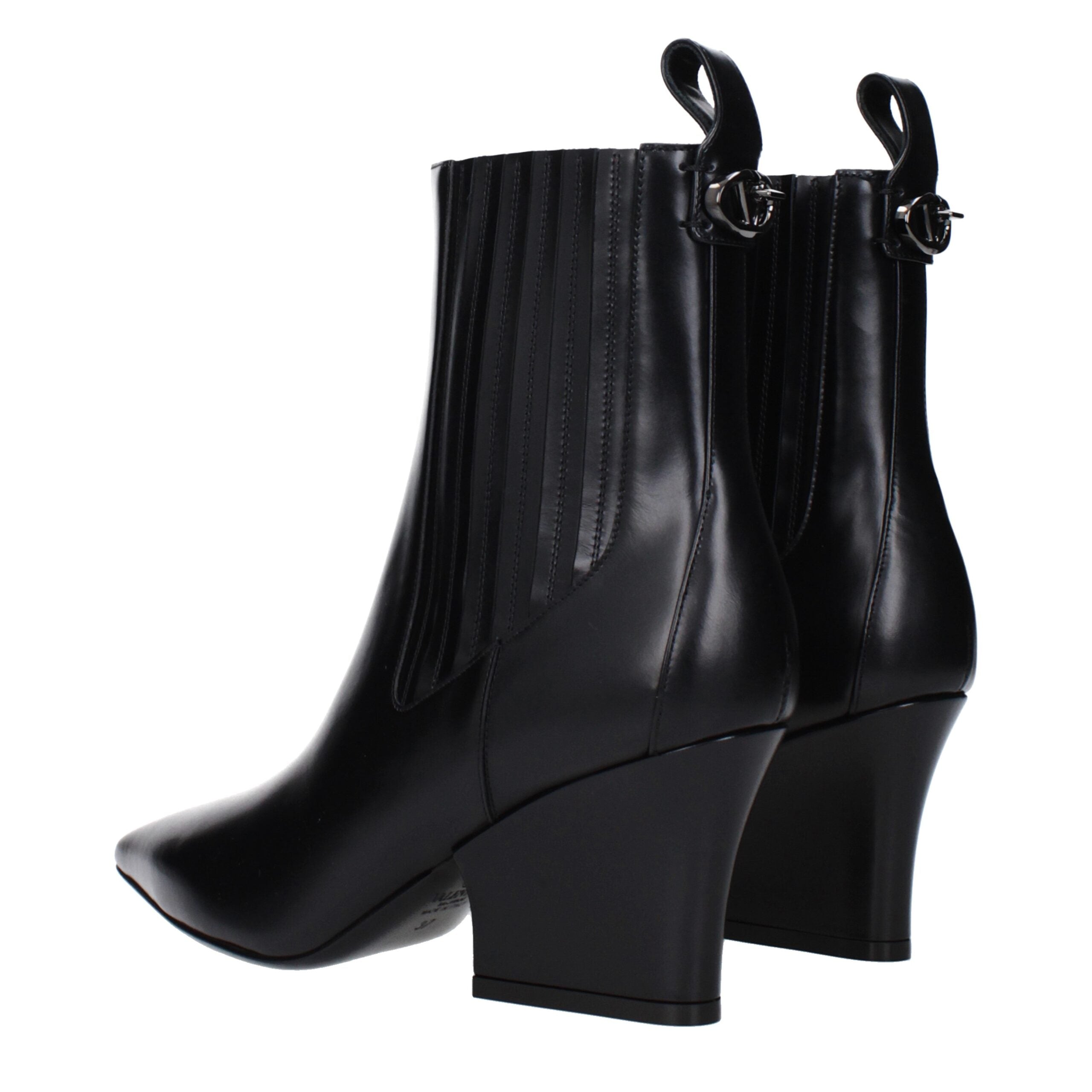 Schwarze Leder-Stiefeletten