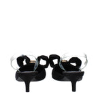 Schwarze Satin-Flachsandalen