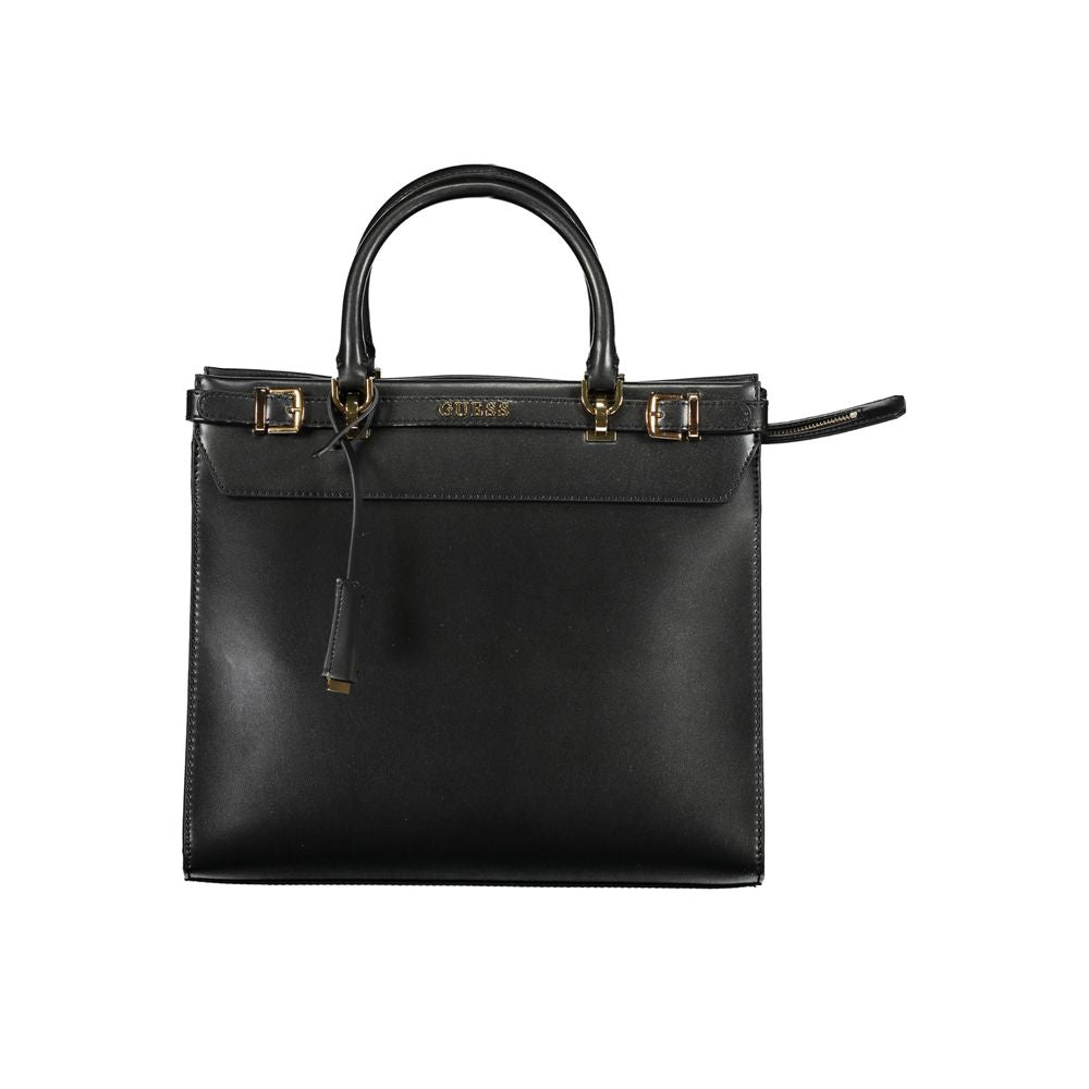 Schwarze Damen-Handtasche aus Polyurethan