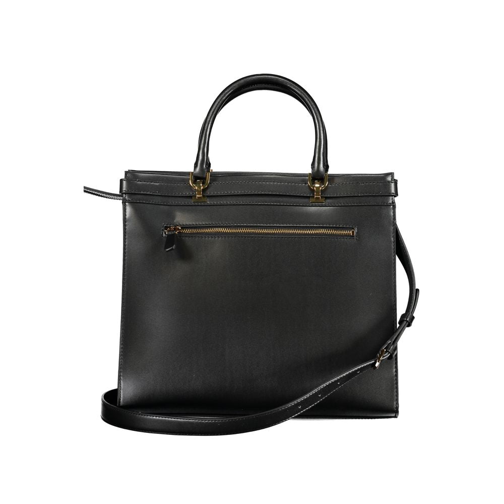 Schwarze Damen-Handtasche aus Polyurethan